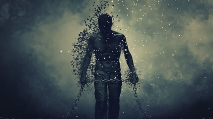 Fototapeta premium a man be tied by a chain