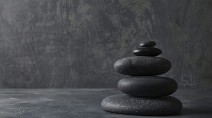 black stones for podiumblack natural stones with texture for product presentation podium background minimalistic composition with stones on a dark gray background with a light accent
