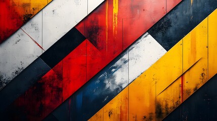 Abstract geometric patterns with sharp diagonal lines and bold contrasts, creating a striking visual aesthetic
