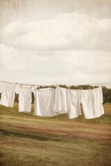 Clothes Hanging on Line Against a Rustic Background