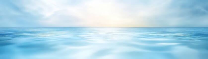 Obraz premium The ocean is calm and peaceful, with the sun shining brightly in the background