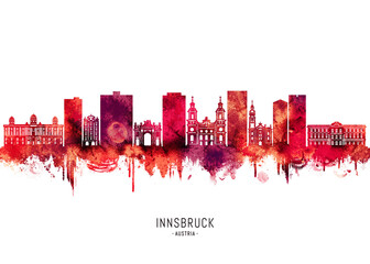Fototapeta premium Innsbruck Austria Skyline Red