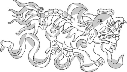 Sketch vector illustration silhouette design ornate ornament icon logo symbol engraving abstract classic mythological animal vintage ethnic traditional chinese