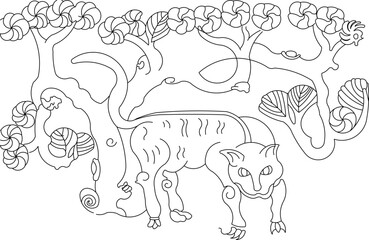 Sketch vector illustration silhouette design ornate ornament icon logo symbol engraving abstract classic mythological animal vintage ethnic traditional chinese