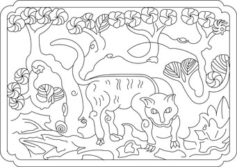 Sketch vector illustration silhouette design ornate ornament icon logo symbol engraving abstract classic mythological animal vintage ethnic traditional chinese