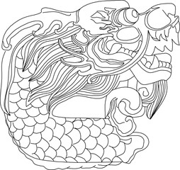 Sketch vector illustration silhouette design ornate ornament icon logo symbol engraving abstract classic mythological animal vintage ethnic traditional chinese