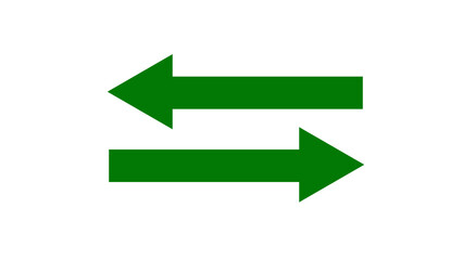 Swipe left and right green arrow on a white background. Left-right arrow loading seamless loop into alfa channel