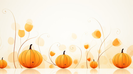 Watercolor illustration with pumpkins in autumn. Halloween time