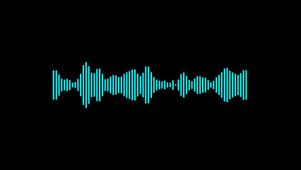 Blue line audio wave visualization voice record, sound wave on black background, line digital minimalist voice, and soundtrack.