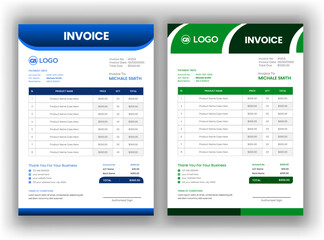 Bill form business invoice accounting design. Modern & Stylish Invoice design template. Bill form business invoice accounting design. Invoice template design with verious color and concept variation.