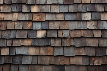 Processed collage of rustic barn roof shingles surface texture. Background for banner, backdrop