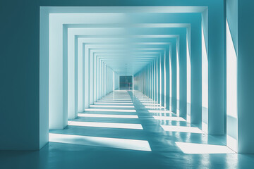 Fototapeta premium White and vibrant blue gradient color background, geometric.