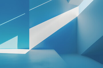 White and vibrant blue gradient color background, geometric.