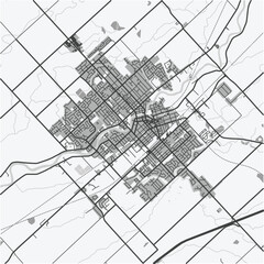Fototapeta premium Map of Chatham in Canada in grayscale. Contains layered vector with roads water, parks, etc.