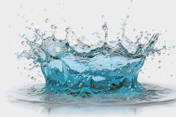of water splashing isolated on a white background, full view in center.