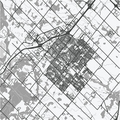 Obraz premium Map of Milton in Canada in grayscale. Contains layered vector with roads water, parks, etc.