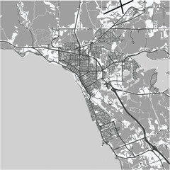 Obraz premium Map of North Bay in Canada in grayscale. Contains layered vector with roads water, parks, etc.