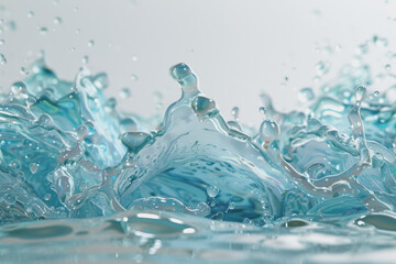 of water splashing isolated on a white background, full view in center.