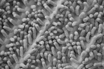 Processed image of fluffy gray doormat from bathroom in grey color