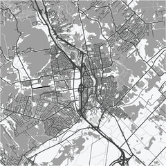 Naklejka premium Map of Saint-Jerome in Canada in grayscale. Contains layered vector with roads water, parks, etc.