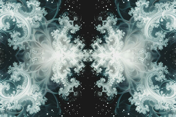 Obraz premium Imagine white particles forming intricate patterns on a solid black background.
