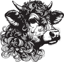 A cow head silhouette Vector art style image