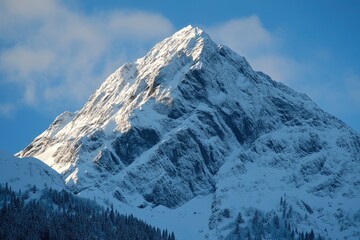 Obraz premium Mountain peak in snow, Zakopane, Poland, ai