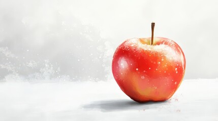 glistening red apple on pristine white background digital painting