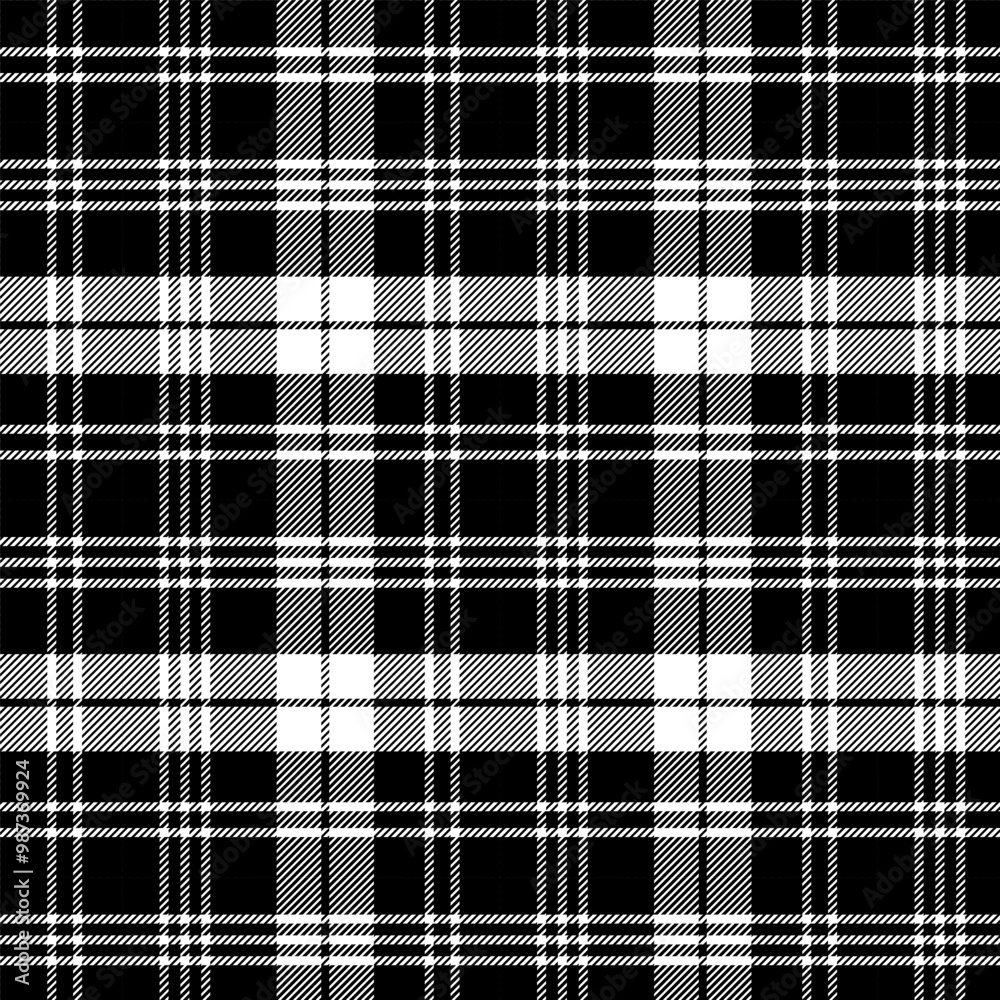 Canvas Prints plaid with twill weave repeat pattern in black and white.gingham seamless pattern with stripes.check