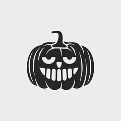 Halloween icon. Halloween pumpkin, jack o lantern isolated on white background. Vector illustration	