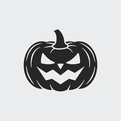Jack o lantern silhouette isolated on white background. Halloween icon. Vector illustration	