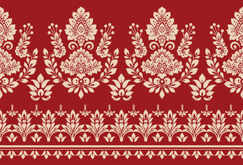 Abstract Traditional Scribble Style Hand Drawn Ikat Seamless Vector Pattern Trendy Fashion Colors Perfect for Allover Fabric Print or Wall Paper Damask Ethnic Concept Bright Orange White Tones