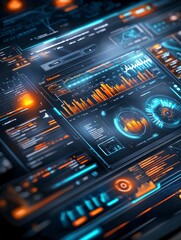 Obraz premium Futuristic Technology Interface with Data Visualizations.