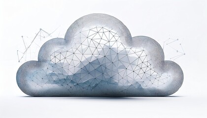 A stylized cloud constructed with digital patterns and lines, symbolizing technology and connectivity in modern computing.