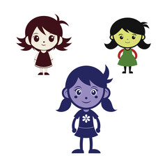 Cartoon girl sihlouette design