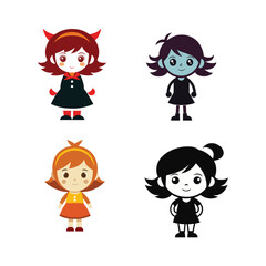 Cartoon girl sihlouette design