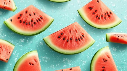 Fresh Watermelon Slices Pattern Illustration