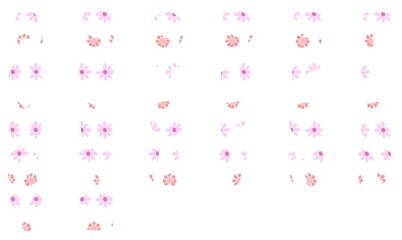 A vector of English alphabet set with white color decorated by pink flowers and red flowers is isolated background.