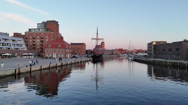 Hansestadt Wismar Alter Hafen Panorama Flug mit Vogelperspektive