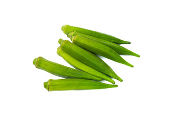 白い背景のオクラ