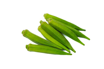 白い背景のオクラ