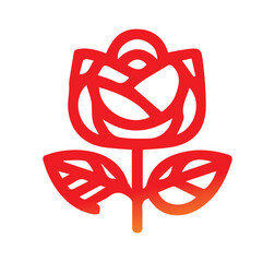 Rose flower flat icon for apps and websites. Flower Vector flower illustration