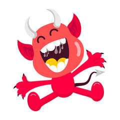Devil Laugh sticker in comic style

