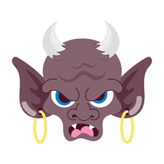 A comic style sticker of evil mascot 

