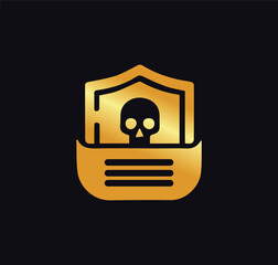 Skull and shield logo design vector template. Security and protection icon