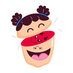 Inner demon sticker in cartoon style 

