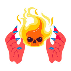 Devil fire sticker in comic style 

