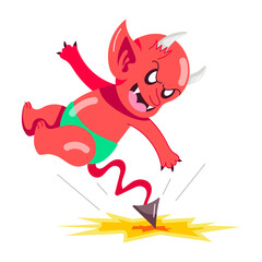 A cartoon style sticker of devil tail 

