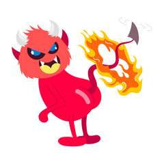 An evil fire sticker in comic stylAn evil fire sticker in comic style 

e 


