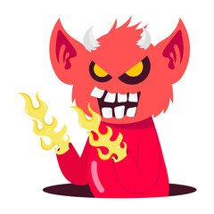 Devil monster sticker in cartoon style 

